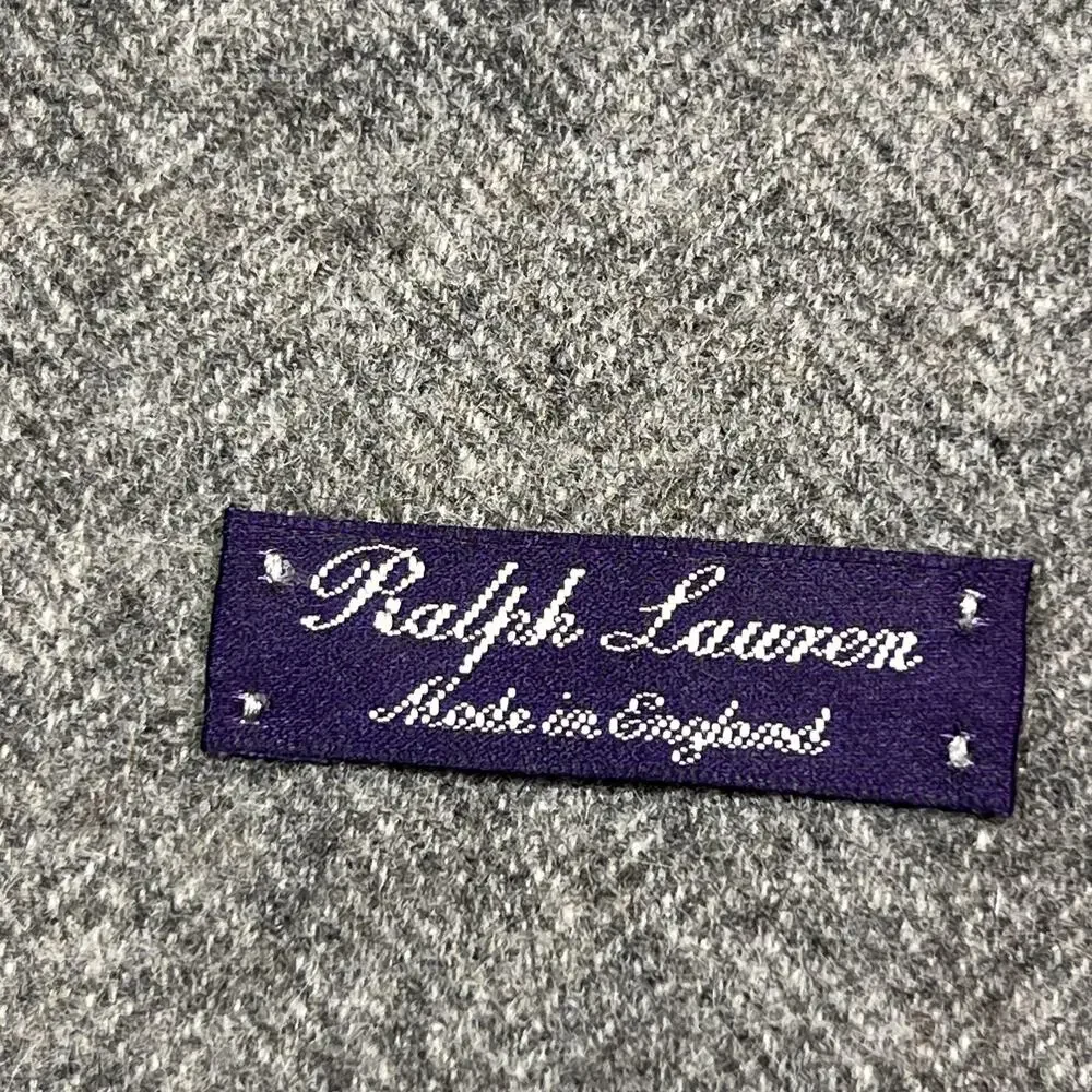 Ralph Lauren Scarf Adult Gray 100% Cashmere Fringe Made England Purple Label